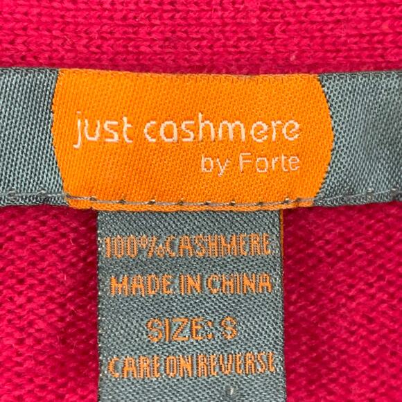 Just Cashmere by Forte Cardigan Womens Small Pink V-Neck Button Up Sweater - Picture 5 of 11